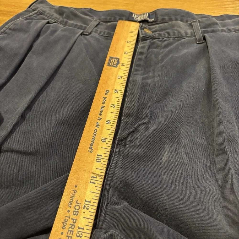 VTG Polo Ralph Lauren Andrew Pants Mens 35x32 Navy Blue Double-Pleated Made USA
